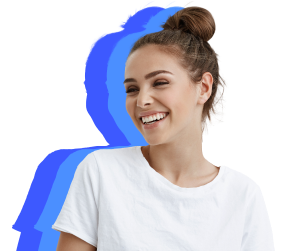 Smiling Woman In A White T-Shirt Against A Neutral Background, Exuding Friendliness