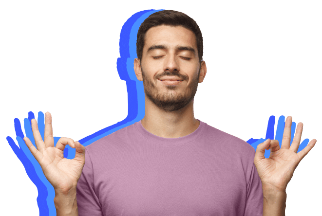 A Man Meditates Cross-Legged With Hands Raised In Serene Natural Setting