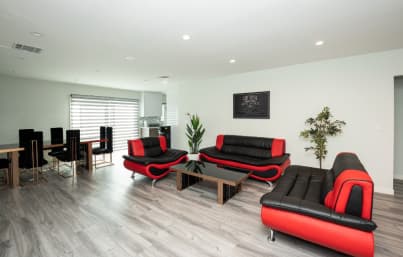 Modern Living Room With Bold Black &Amp; Red Furniture, Creating Contemporary Atmosphere