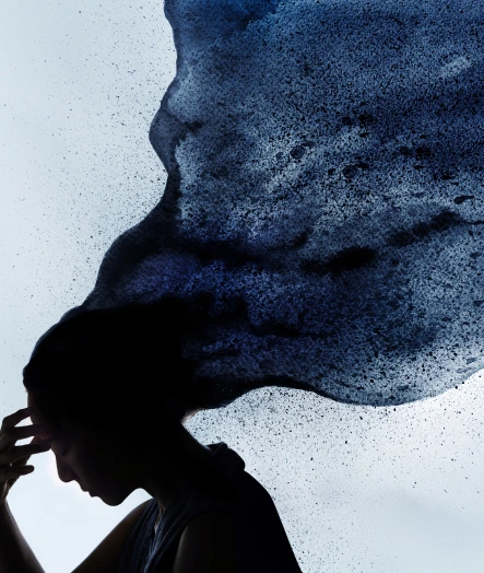 A Dark Silhouette Of An Unhappy Girl.